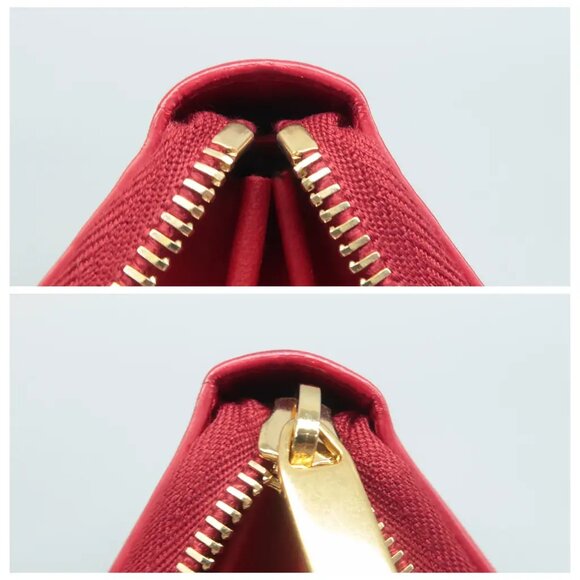 100% Authentic SAINT LAURENT Rive Gauche Red Leather Wallet - Picture 8 of 12